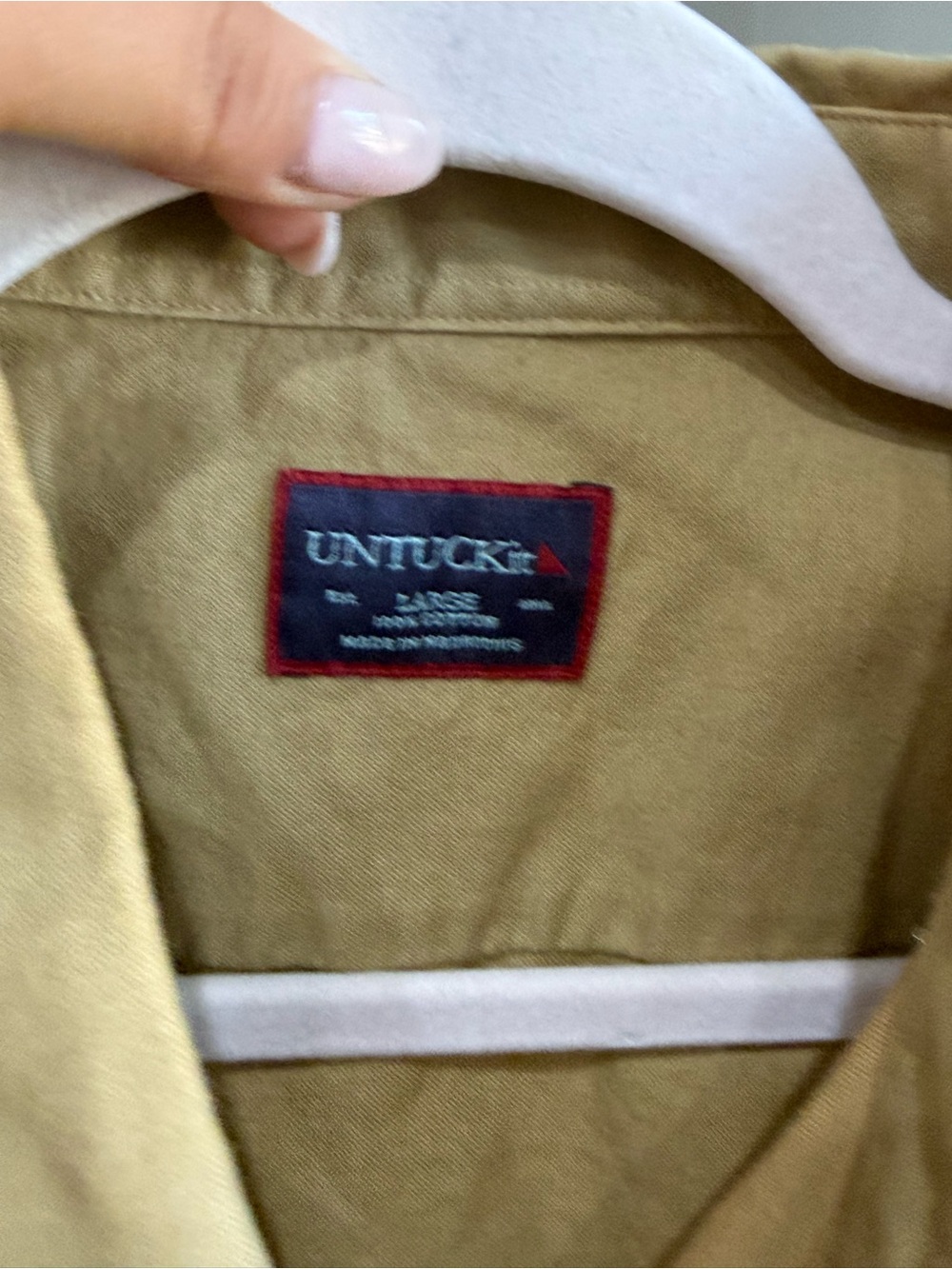 UNTUCKit Men’s Tan Cotton Long Sleeve Utility Button Down Shirt L - Picture 7 of 7